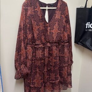 Torrid Maroon Floral Tiered Dress